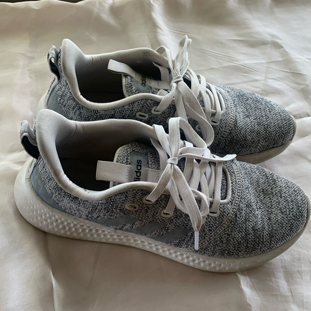 Adidas Gray and White Knit Sneakers
